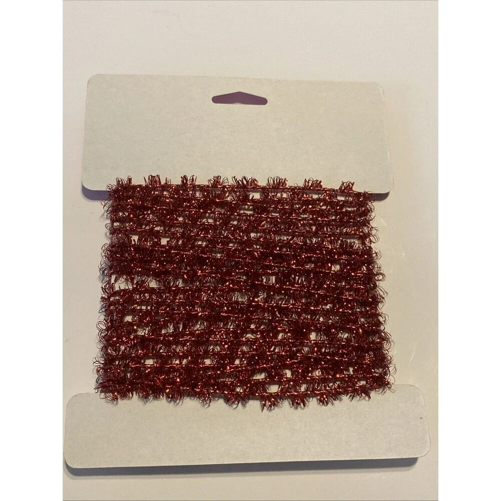 Vintage RED Feather Tree Tinsel Garland 15 Feet Amscan Made Japan Holiday Tree